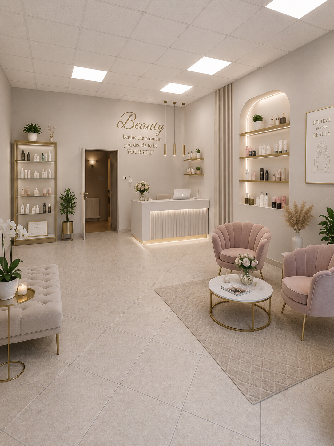 Przykładowa aranżacja lokalu – salon kosmetyczny